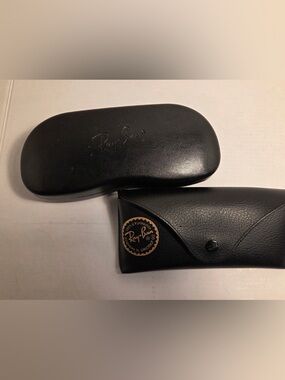 Ray Ban Sunglasses Black Eye Glass Hard Clamshell Case and Black Semi-hard Case